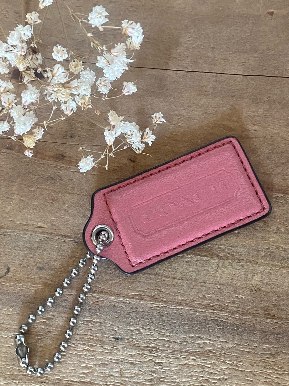 Coach Pink  Leather hangtag